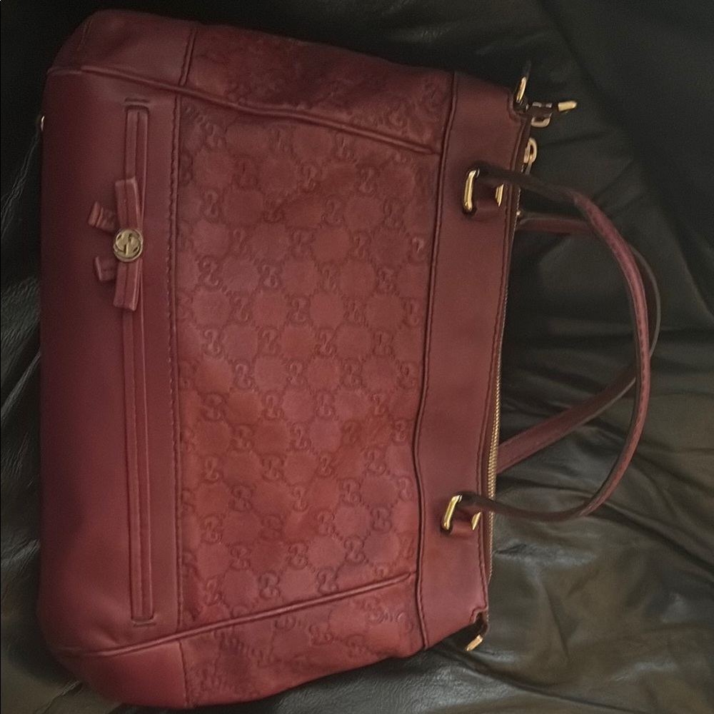 Gucci Deep Red Tote with Gold Accents